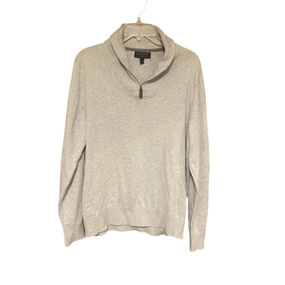 Banana Republic Premium Luxe Silk Cotton Cashmere Blend Gray Quarter Zip - Picture 1 of 9